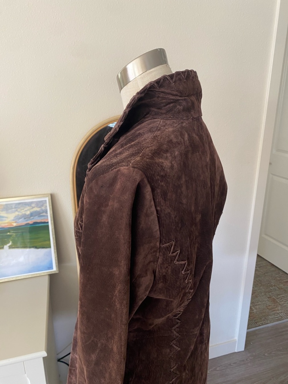 Vintage Y2K Saguaro Whipstitch Leather Coat - Picture 12 of 15